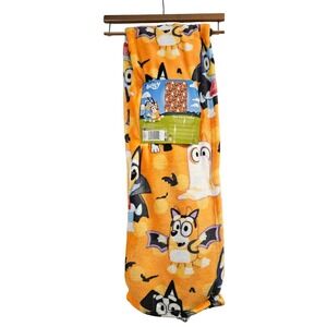Bluey Cartoon Halloween Plush Throw Blanket‎ 50x70 Orange Kids Blanket Bingo